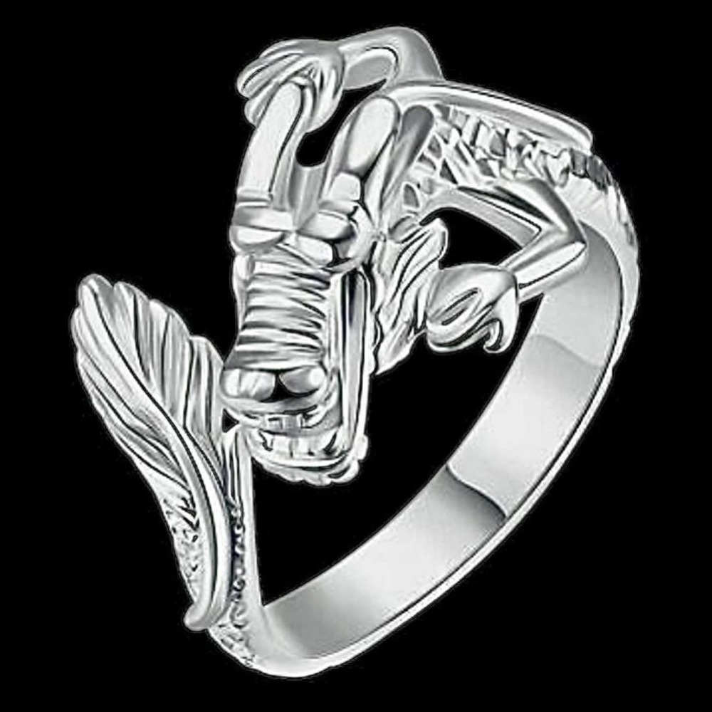 NEW STERLING SILVER DRAGON HEAD RING - Picture 6 of 8